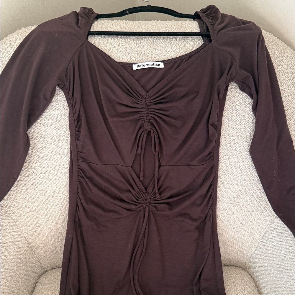 Reformation Brown Ruched Women's maxi Dress